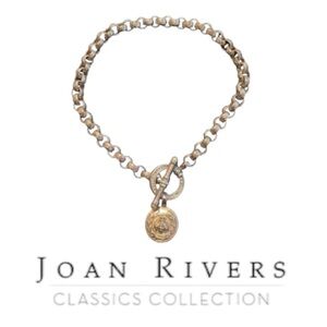 🐝Vintage Joan Rivers Pewter Colour Cable Link Toggle Choker Necklace Bumblebee
